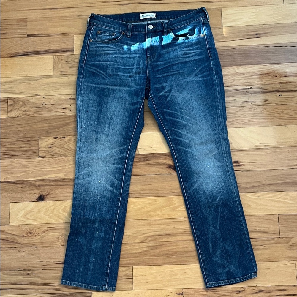 Madewell Jeans Women’s The Mid-Rise Slim Boy, size 29, lightly distressed.